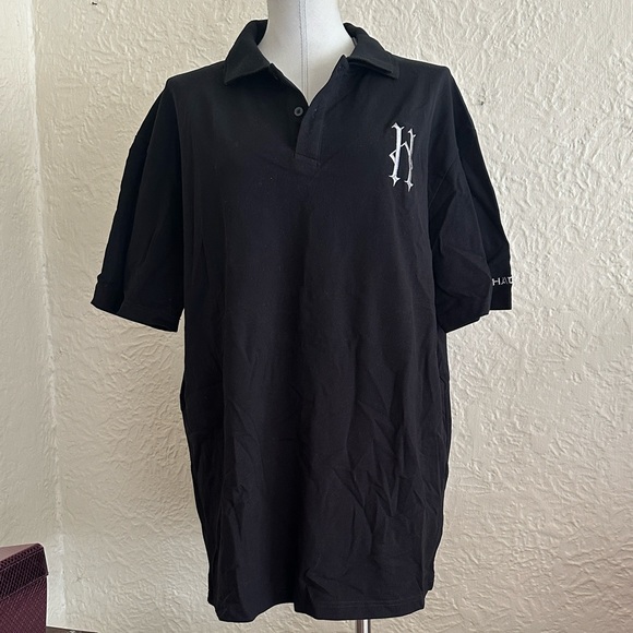 Other - Hades Counterpart Polo Shirt Black Double Collar Silver Embroidered Logo NWT L